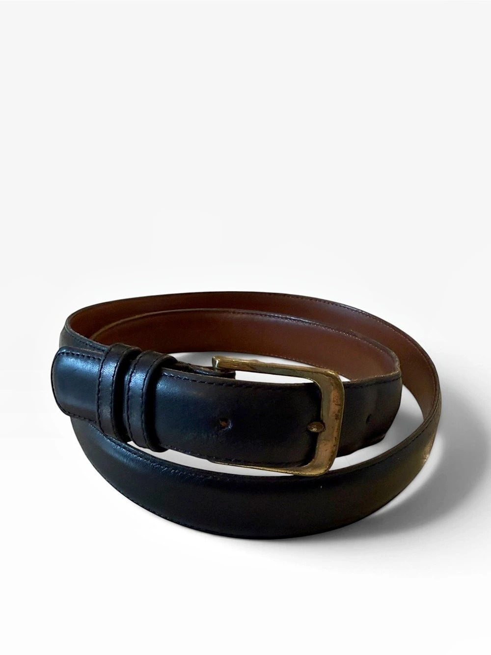 Coach Vintage Leather Dress Brass Buckle Belt Black Waist 38